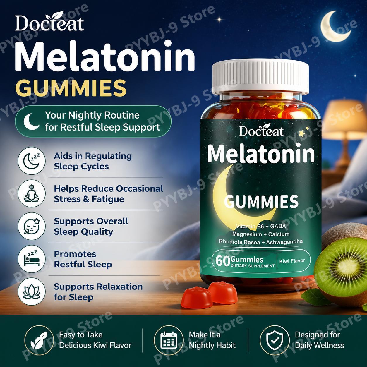 Melatonin Sleep Gummy - Docteat Melatonin Sakızları Magnezyum Glisinat ve